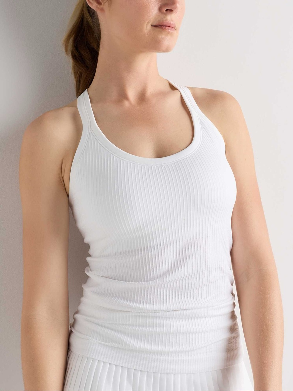 DSG White Ribbed Racerback Athletic Tank Top - Size Large